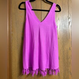 Lilly Pulitzer Vibrant Pink Lindy Tank Top with Fringe size small